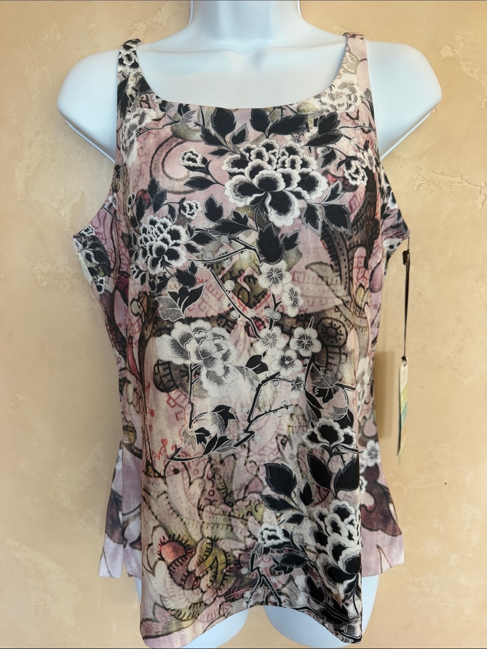 Avanti Pink Floral Print Camisole with Black Accents